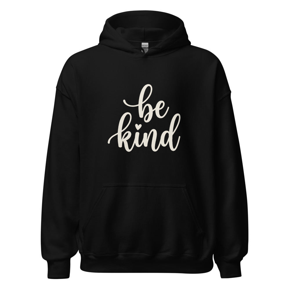 Be Kind Script Pullover Hoodie, Women's, front, black with cream print