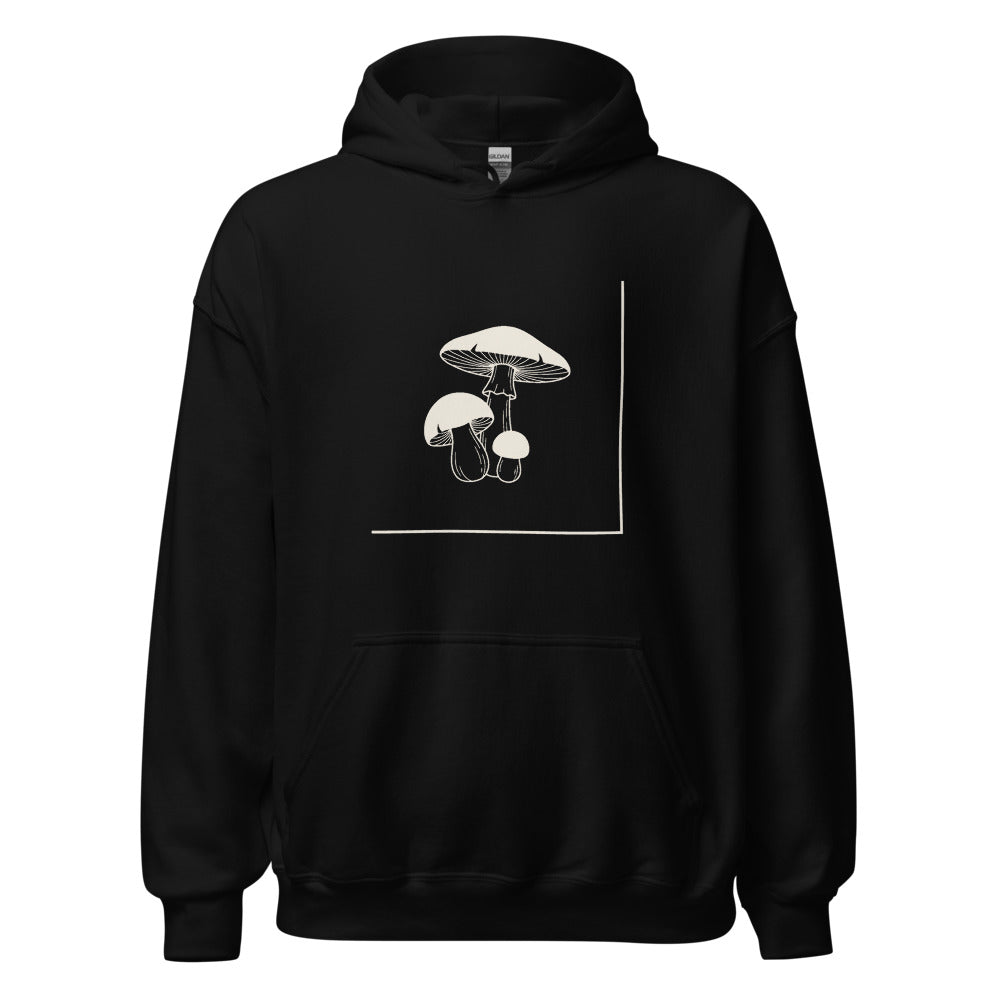 Mushroom Line Trio Pullover Hoodie, Men's, front, black with cream print