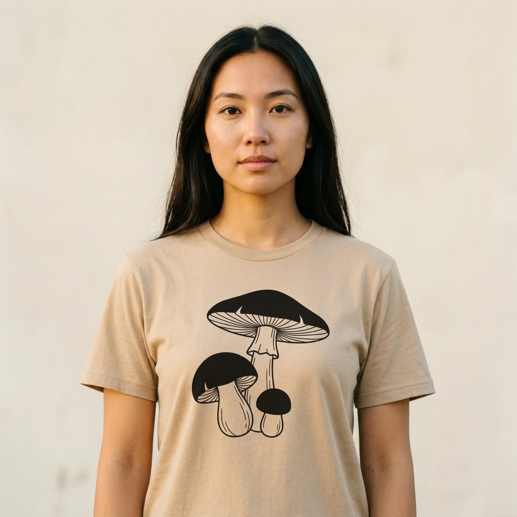 Mushroom Line Trio Tee front view. Cali Life Co. California apparel, designed in San Diego