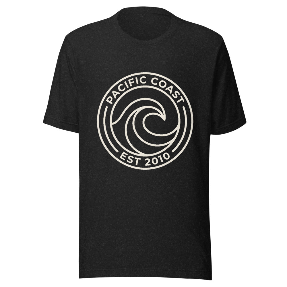 Pacific Coast Wave Badge Graphic T-Shirt, front, black with cream print