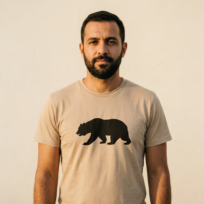 California Bear Tee — Men's on-figure. Cali Life Co. California apparel, designed in San Diego
