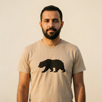 California Bear Tee on-figure. Cali Life Co. California apparel, designed in San Diego