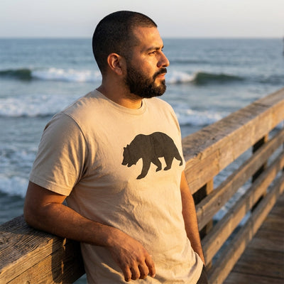 California Bear Tee — Men's on-figure. Cali Life Co. California apparel, designed in San Diego