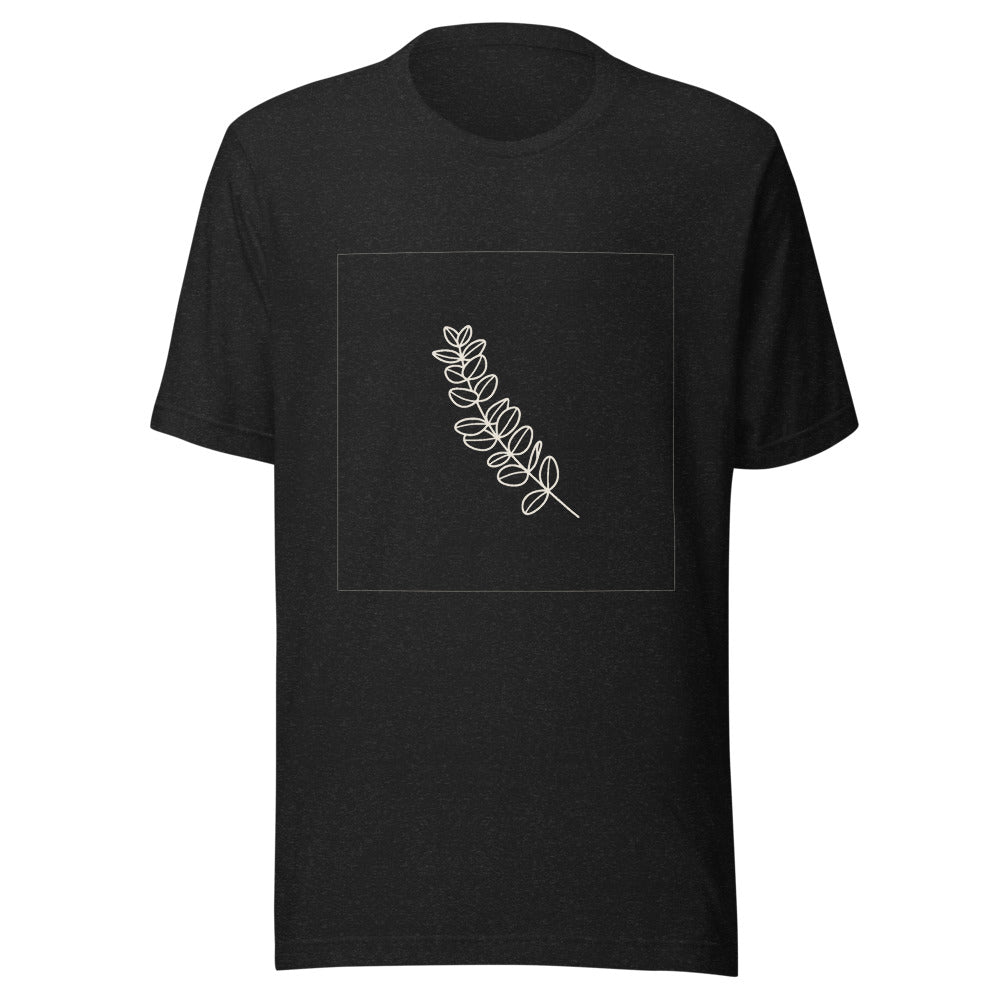Eucalyptus Sprig Graphic T-Shirt, front, black with cream print