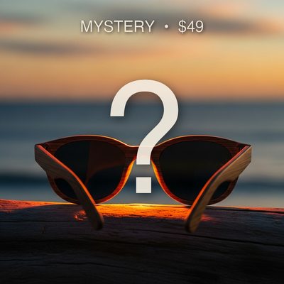 Mystery Sunglass, one polarized wood frame hand picked from the Cali Life workshop