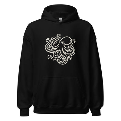 Octopus Art California Pullover Hoodie, Women's, front, black with cream print