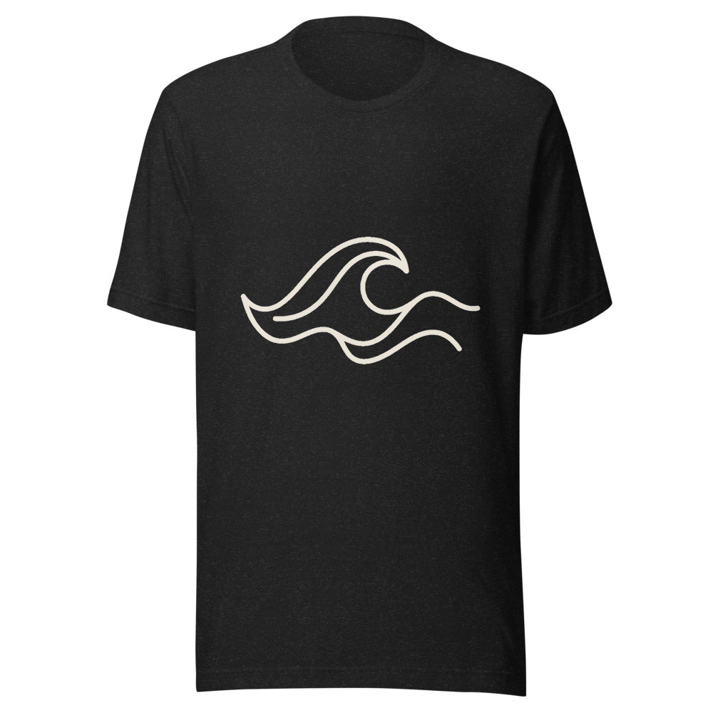 One-Line Wave California Graphic T-Shirt, Women's, front, black with cream print