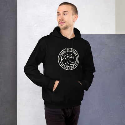 Pacific Coast Wave Badge Pullover Hoodie, Men's, on a model