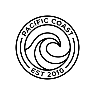 Pacific Coast Wave Badge Tee — Men's on-figure. Cali Life Co. California apparel, designed in San Diego
