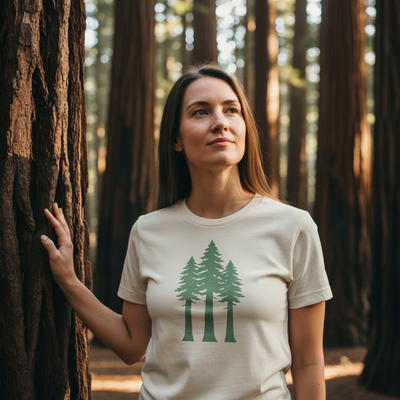 Redwood Silhouette Tee — Women's front view. Cali Life Co. California apparel, designed in San Diego