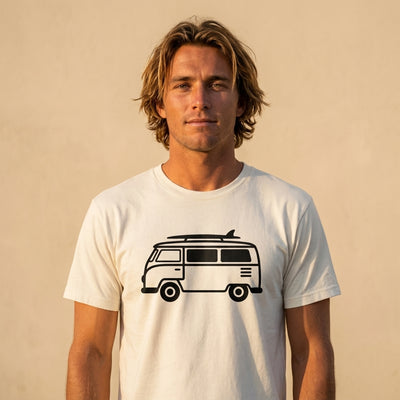 VW Bus Line Art Tee front view. Cali Life Co. California apparel, designed in San Diego