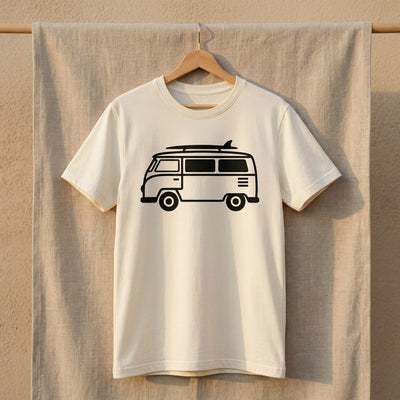 VW Bus Line Art Tee on-figure. Cali Life Co. California apparel, designed in San Diego