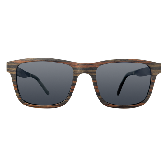 Cali Life Co. Lake Arrowhead polarized UV400 black oak and walnut wood frame sunglasses - California Mountain Series