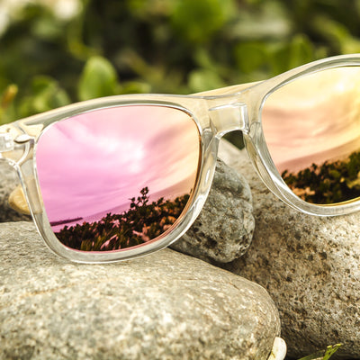 Laguna wood sunglasses in lifestyle setting, polarized UV400, Coastal collection by Cali Life Co